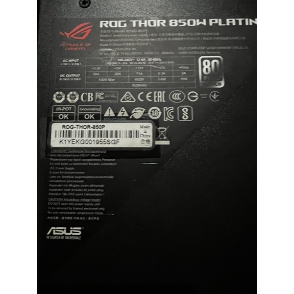 PSU ROG THOR 850W 80+ PLATINUM