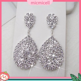 (micmicell) เครื่องประดับแฟชั่นสตรีต่างหูระย้า waterdrop rhinestone