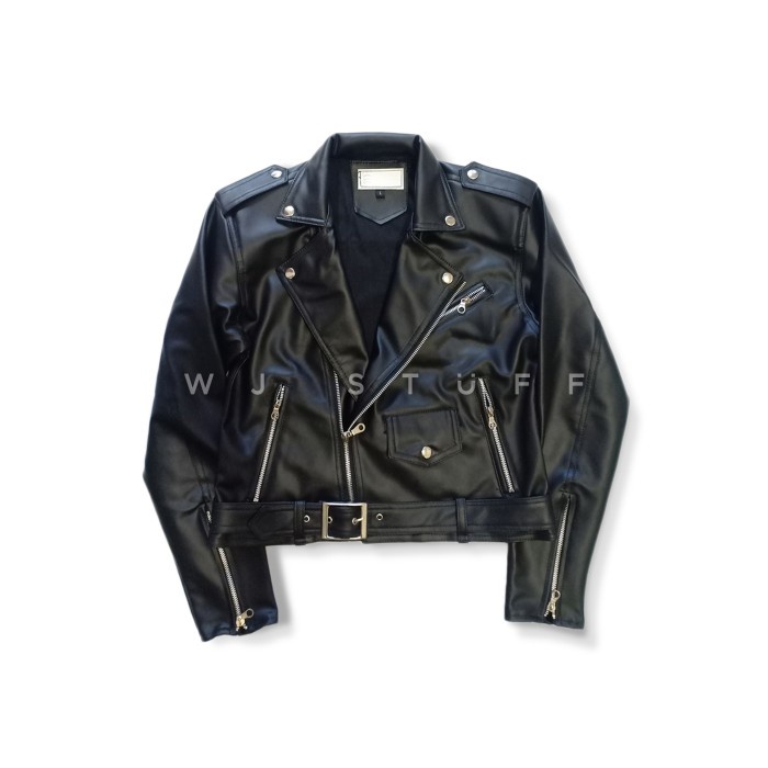 เสื้อแจ็คเก็ตผู้หญิง Ramones Crop Jacket ผู้หญิงหนังสังเคราะห์ WJS141 เสื้อแจ็คเก็ตผู้หญิง - S สาวสา