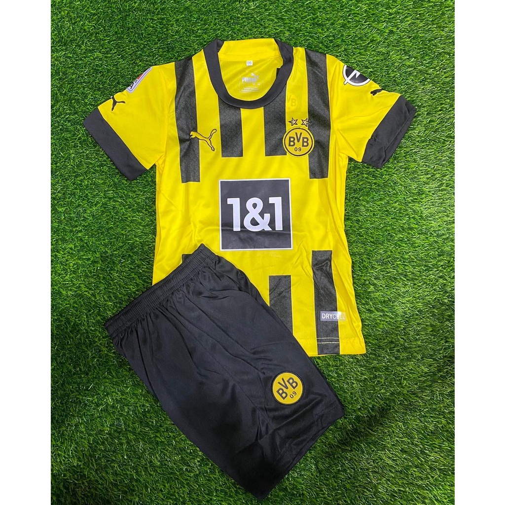 เสื้อฟุตบอล ชุดกีฬา ดอร์ทมุนด์ สีเหลือง ชุดเด็ก รุ่นใหม่ล่าสุด 2022/2023 ชุดสโมสร (เสื้อพร้อมกางเกง) ราคาถูก