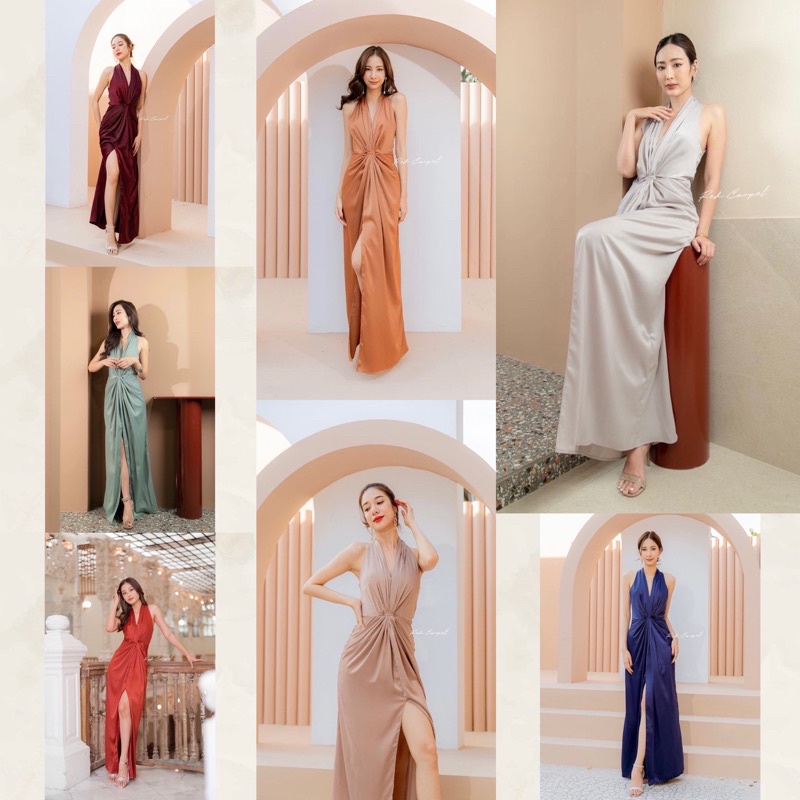 🏷Red Carpet Allis Dress เดรสยาวราตรีผ่าหน้า ชุดราตรี ออกงาน ชุดเพื่อนเจ้าสาว เดรสซาติน