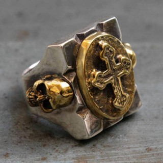 Fashion Skull Crossbones Ring Vintage Silver Gold Metal Ring Men Women Hip Hop Party Jewellery Gift