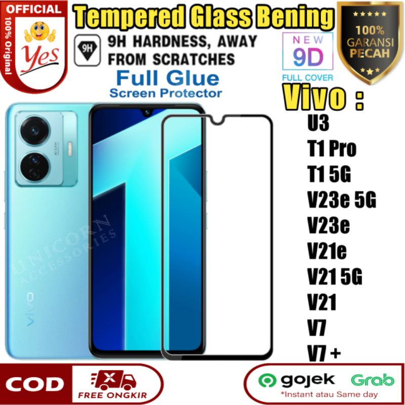 Anti-Scratch Vivo U3 T1 Pro V23e V21 5G V21e V7 Plus V7+ กระจกนิรภัย YES เต็มกาวกระจกใส 5D 9D