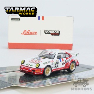 Tarmac Works x Schuco 1:64 Porsche 911 RSR 3.8 Le Mans 1994 FAT #โมเดลรถยนต์ Diecast 52