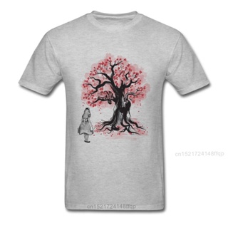 เสื้อยืดผ้าฝ้ายพิมพ์ลายแฟชั่น ขายดี เสื้อยืดคอกลม แขนสั้น พิมพ์ลาย The Cheshires Tree sumi-e monochrome สไตล์คลาสสิก สํา