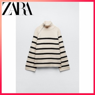 Zara เสื้อกันหนาว คอปกตั้ง แฟชั่นฤดูใบไม้ร่วงและฤดูหนาว สําหรับผู้หญิง