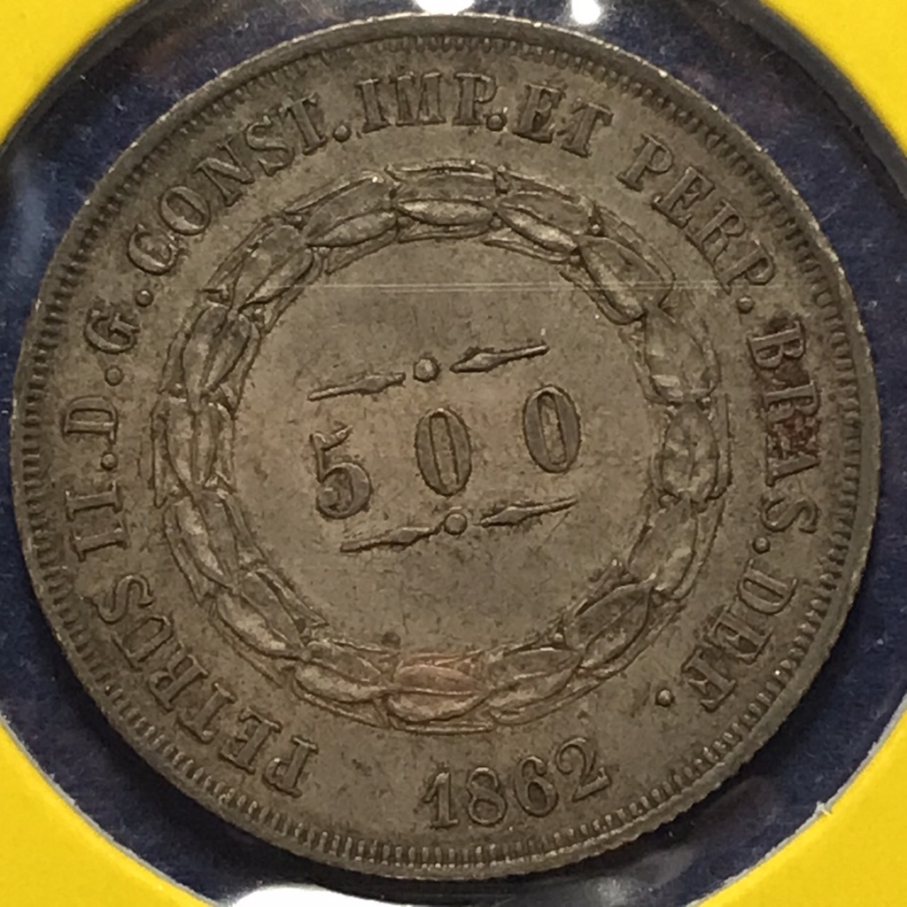 No.3665219 เหรียญเงิน ปี1862 BRAZIL บราซิล 500 REIS เหรียญสะสม เหรียญต่างประเทศ เหรียญเก่า หายาก ราคาถูก