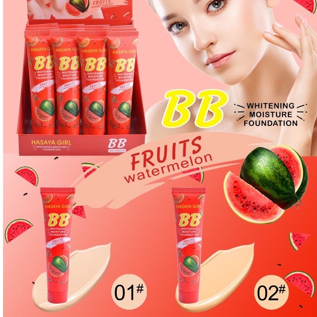 H6079 ครีมแตงโมBB HASAYA GIRL🍉🍉 แบบหลอดบีบ  เกลี่ยง่าย กลิ่มหอม