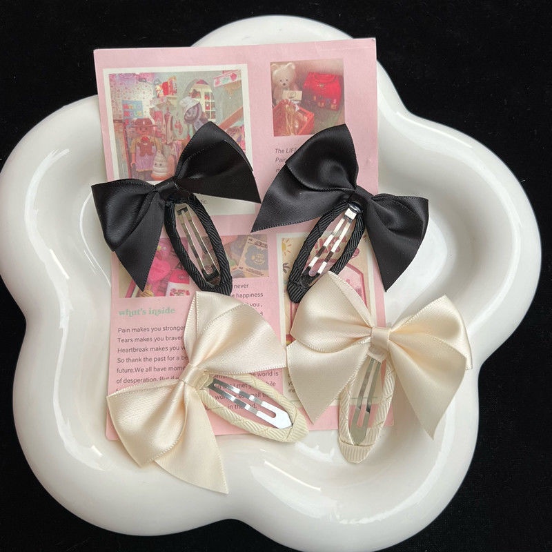 กิ๊บติดผม ผ้าซาติน ประดับโบว์ สไตล์เกาหลี สําหรับผู้หญิง