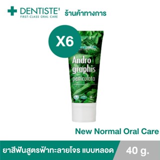 (แพ็ค 6) Dentiste ยาสีฟันสูตรฟ้าทะลายโจร ขนาด 40 กรัมAndrographis Paniculata Tube ลดการสะสมของแบคทีเรีย หลอด เดนทิสเต้