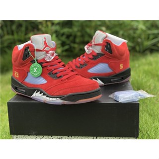 Trophy Room x Air Jordan 5 JSP รองเท้าผ้าใบ สีแดง สําหรับผู้ชาย CL1899-007 YMFR