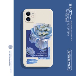 Blue roseเคสไอโฟน iPhone Xr Xs X max 11 pro max เคส 8plus 8พลัส 7 8 se2020 cover นิ่ม 7plus 13 12 14 pro phone case