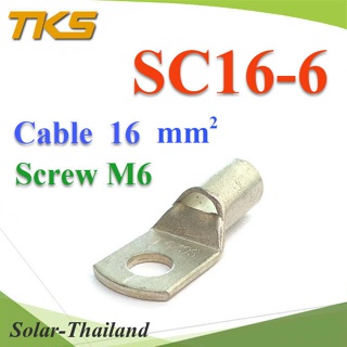 หางปลาทรงยุโรป 2 ชั้น ทองแดงชุบดีบุก สำหรับสายไฟ 16 Sq.mm. รูสกรู M6 รุ่น SC16-6