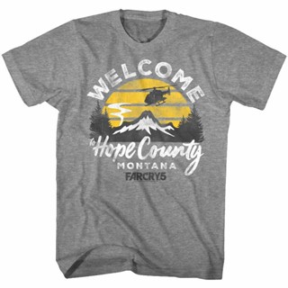 ขายดี!Lwb Far Cry 5 เสื้อยืดคอกลม แขนสั้น พิมพ์ลายโลโก้ Welcome Hope County Montana ทรงหลวม คุณภาพสูง แฟชั่นสําหรับผู้ชา