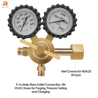 Ag ตัวควบคุมไนโตรเจน พร้อมแรงดันส่ง 0-600 PSI CGA580 และตัวเชื่อมต่อ ตัวผู้ 1/4 นิ้ว (600PSI)