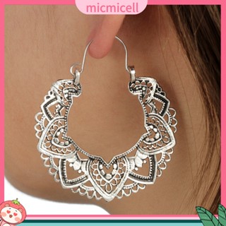 (micmicell) ต่างหูห้อย รูปกลีบดอกไม้ สีทอง สีเงิน สไตล์โบฮีเมียน วินเทจ 1 คู่