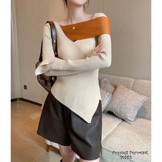 🇰🇷New🇰🇷  Korea twotoned knitting top แขนยาวผ้าทอเนื้อเกรดพรีเมียม ดีเทลทูโทนปาดแบบเก๋มากกค่า