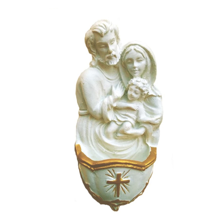Holy Water Place Holy Family White Holy Water Container คาทอลิกรูปปั้นแสดง