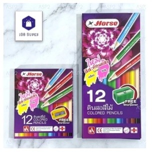 สีไม้ตราม้า 12 สี แท่งสั้น / 12 สี แท่งยาว