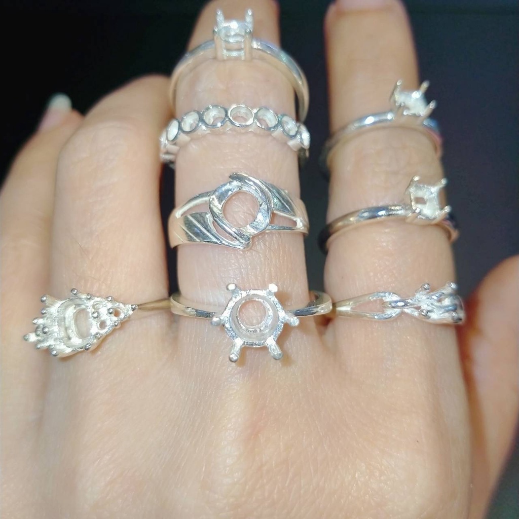 ตัวเรือนเปล่า แหวนเงินแท้925 งานพร้อมฝังพลอย ทรงกลม 2.5,3.5,4.0,5.0,11.0 มิล ขัดเงา ไม่ชุบ setting silver ring - รูปที่ 2