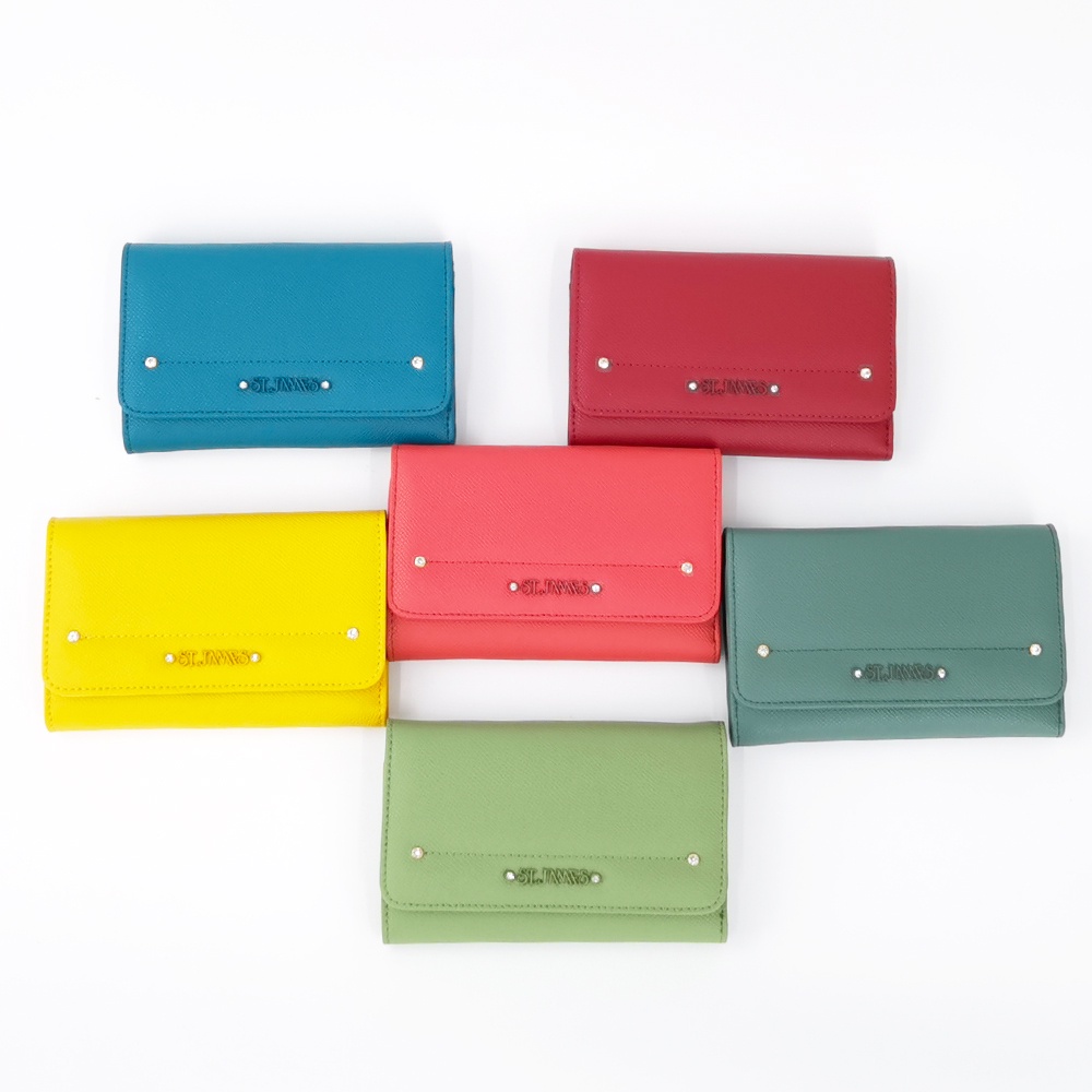 ST.JAMES กระเป๋าสตางค์หนังแท้/กระเป๋าสตางค์ใบยาว แบบ 3 พับ รุ่น GLEAM (มี 6 สี) | กระเป๋าสตางค์ ผู้หญิง