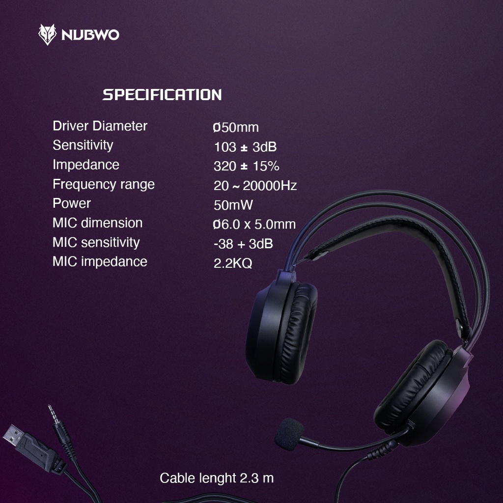 Nubwo N2 Pro Headset Gaming หูฟังเกมมิ่ง หูฟัง Stereo หูฟังคอม มีไฟ LED 7 สี