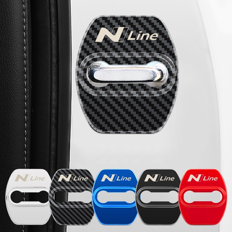 4pcs สแตนเลสประตูล็อคสําหรับ Hyundai N LINE NLINE กีฬารถจัดแต่งทรงผม Auto Emblem Protection i10 Kona