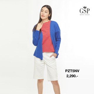 GSP จีเอสพี เสื้อคาดิแกนกันยูวี ผ้านิต แขนยาว สีน้ำเงิน ปักโลโก้GSP (PZT5NV)