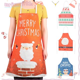 Orienttk 1Pc Christmas Theme Apron Oil-Proof Linen Natal Navidad Gifts XMAS Cooking Kitchen Accessories