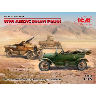 โมเดลประกอบ ICM Model ขนาด 1/35 DS3510 WWI ANZAC Desert Patrol (Model T LCP, Utility, Touring)