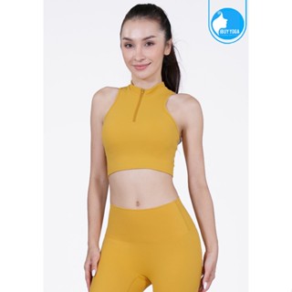 IBY - Yoga Sport Bra Light Support Front-Zip - Marigold Yellow เหลืองดาวเรือง