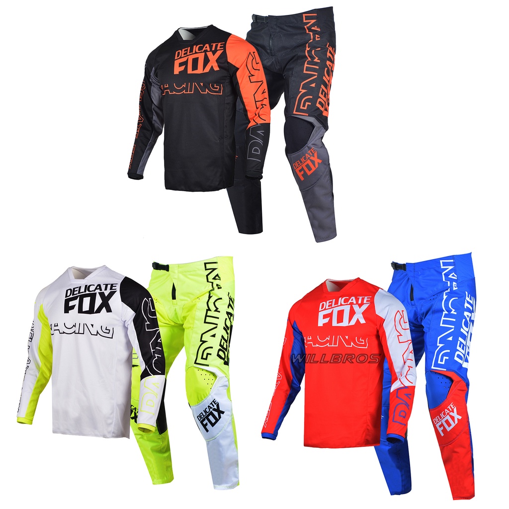 ขอแนะนำ2022 Delicate Fox 180 Skew Gear Set BMX MX Dirt Mountain Bike Jersey Pants Street Moto Kits Offroad Motor Cycling