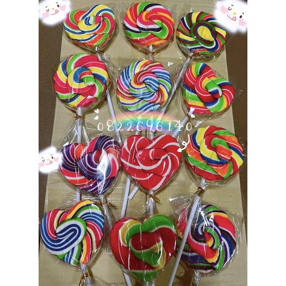 🍭อมยิ้มแฟนซี3นิ้วชิ้นใหญ่คละลาย(เลือกลายไม่ได้ค่ะ)