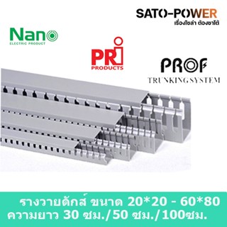 รางวายดัก WIRE DUCT NANO WD2020/ขนาด20x20/ยาว 30ซม./50ซม./99ซม. รางเก็บสายไฟ สีเทา รางเก็บสายไฟแบบทึบ รางครอบสายไฟพลา...