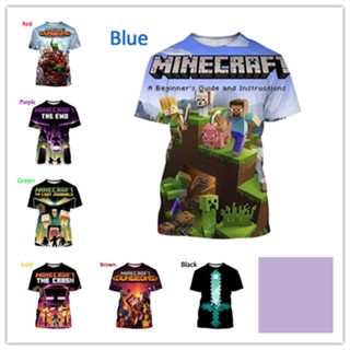 พร้อมส่ง เสื้อยืดแขนสั้น พิมพ์ลาย My World Minecraft 3D สําหรับเด็กผู้ชาย และเด็กผู้หญิง