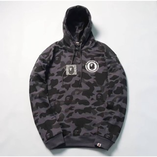 เสื้อแจ็กเก็ต มีฮู้ด ลายพราง BAPE สีเทา