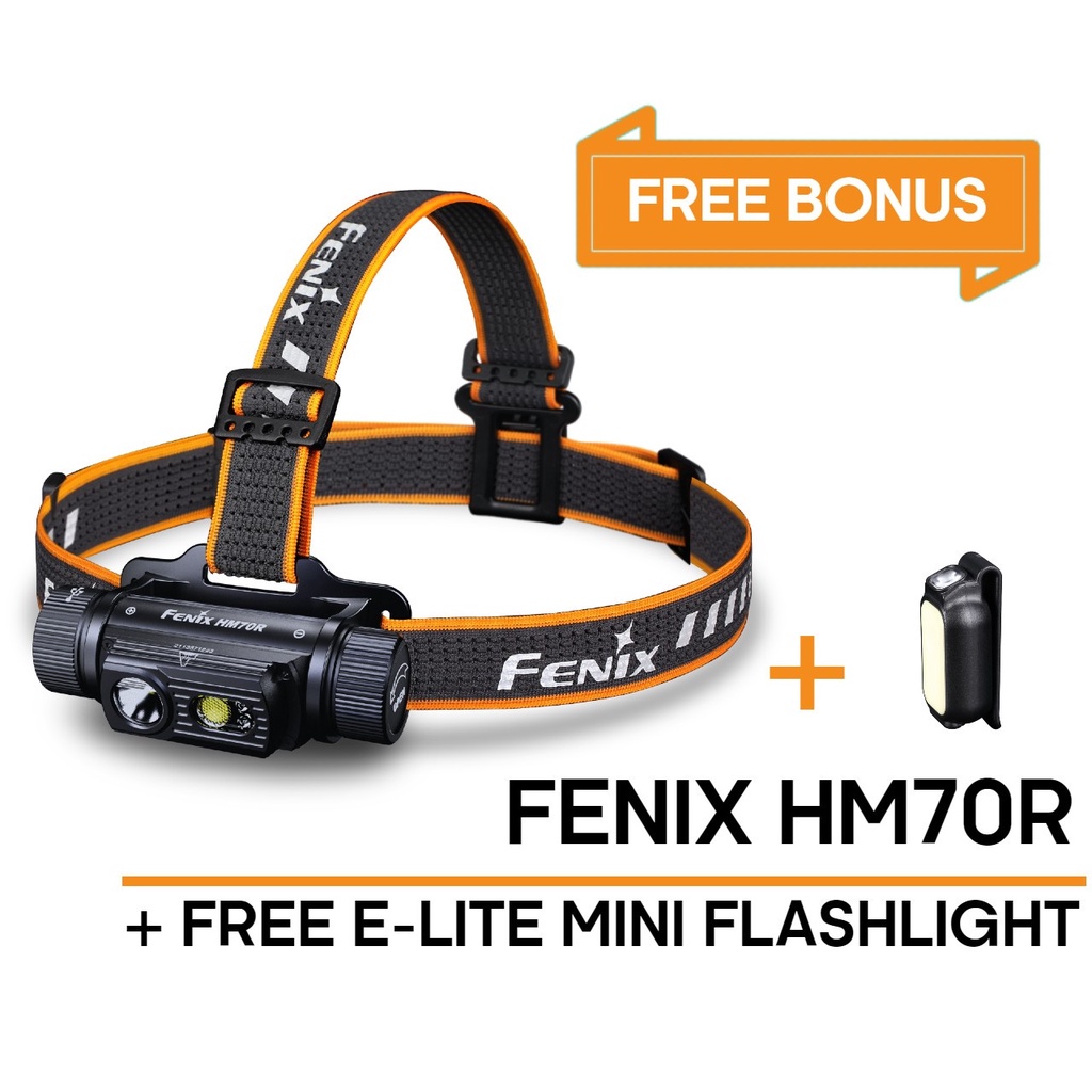 ไฟฉายคาดหัว  Fenix HM70R  รุ่นพิเศษ มาพร้อม  Fenix  E-LITE  คุ้มค่าราคา