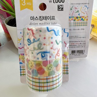 Daiso korea Masking Tape เทป เกาหลี ไดโซะ ตกแต่ง ไดอารี่ เฟรมการ์ด (1Set/3 ม้วน)