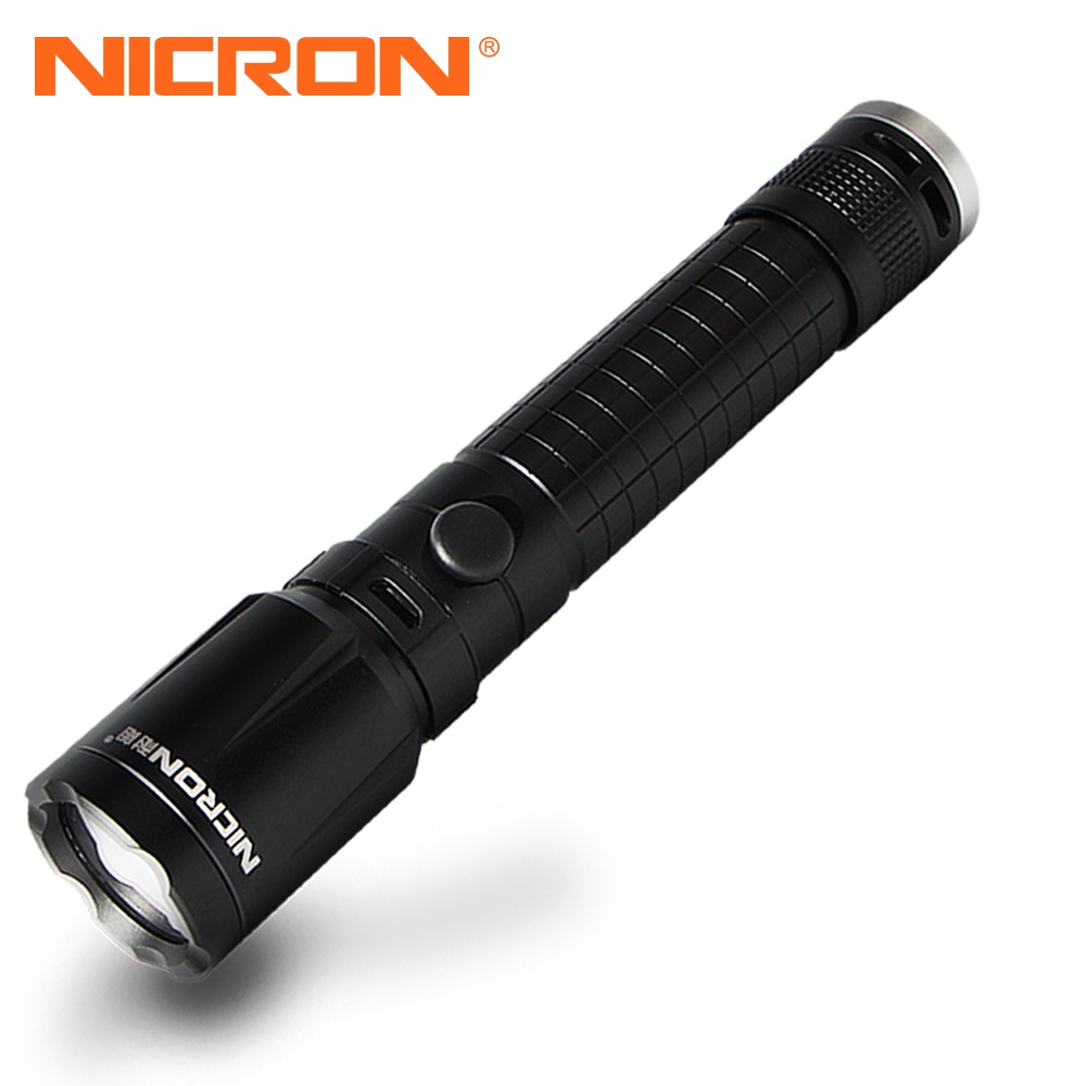 Nicron ไฟฉายโฟกัส N6F ซูม 5W ชาร์จ USB ไฟฉายอลูมิเนียม 350LM 2600mAh 18650 Li-ion พร้อมหางแม่เหล็กที