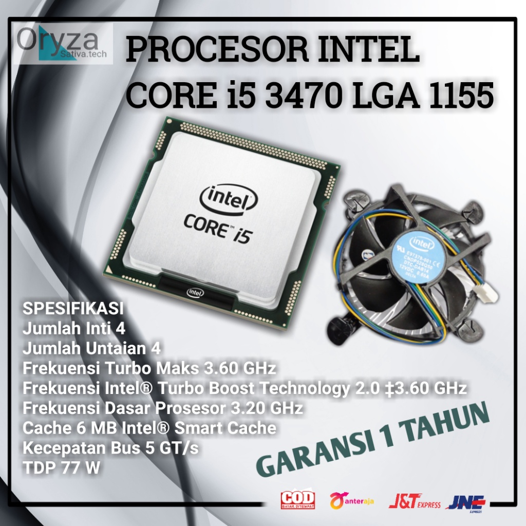 INTEL CORE i5 3470 LGA PROCESOR/SOCKET 1155 TRAY + ฟรีพัดลมรับประกัน 1 ปี