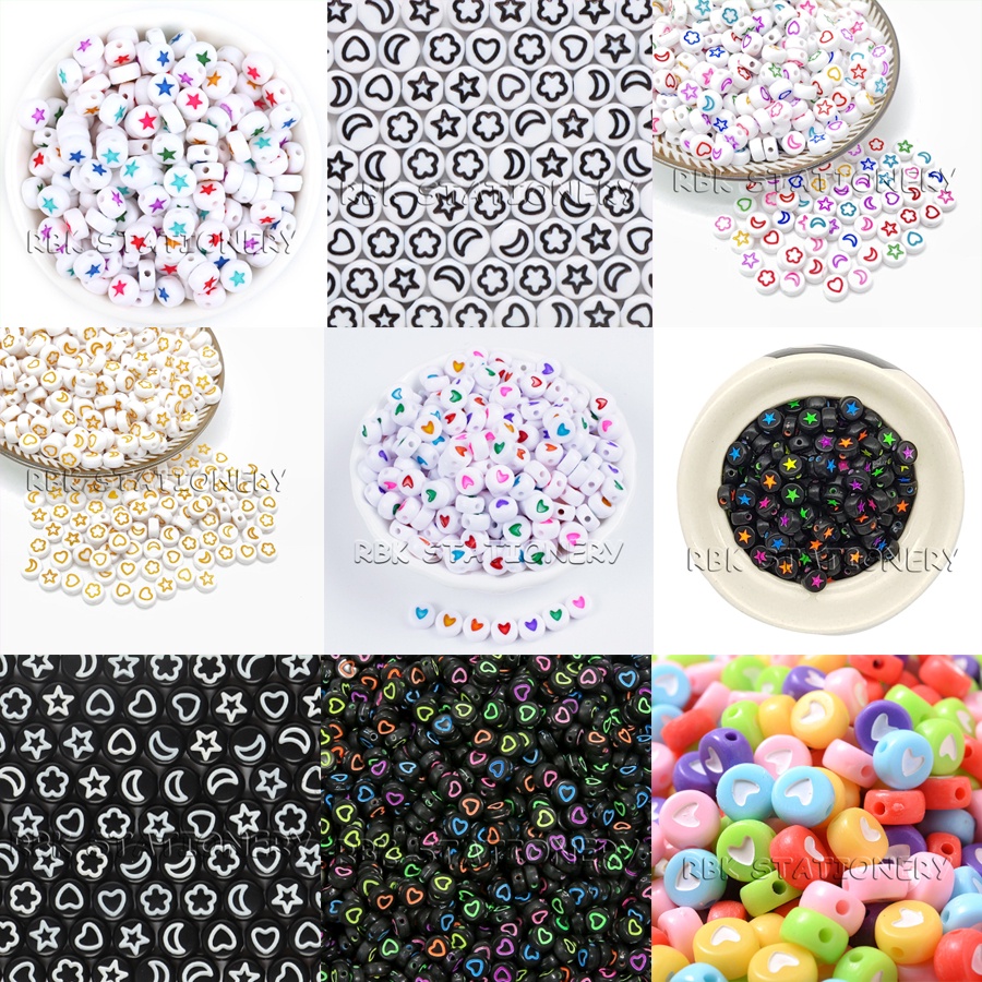 ลูกปัดหัวใจ ลูกปัดดาว ลูกปัดกลมแบน คละลายโปร่ง 10g/ห่อ ลูกปัด DIY อุปกรณ์ร้อยลูกปัด อุปกรณ์ทำสร้อยข้อมือ