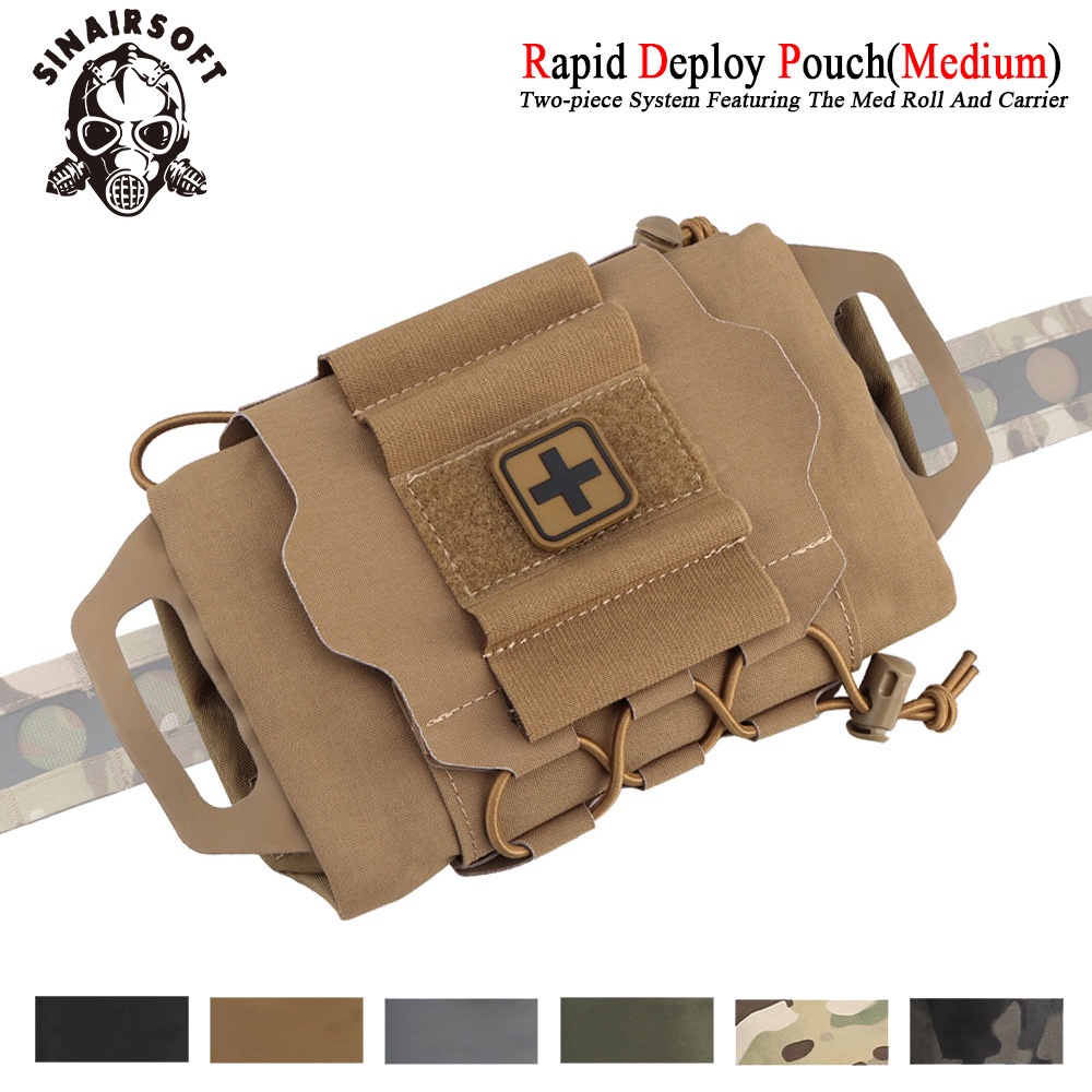 Sinairsoft ยุทธวิธีสองชิ้นชุดการแพทย์ฉุกเฉินกลางแจ้งปีนเขา Travel MOLLE กระเป๋าเก็บเครื่องมือที่ถอดออกได้ Waistpack