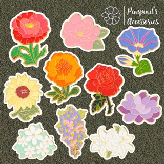 🇹🇭 พร้อมส่ง : 🌺 เข็มกลัดเซ็ทดอกไม้หลากสี | Colorful Flowers Enamel Brooch Pin Set.