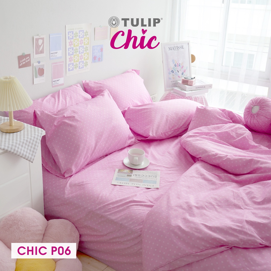 TULIP CHIC พิมพ์ลาย CHIC P06 ชุดเครื่องนอน ผ้าปูที่นอน ผ้านวม สัมผัสนุ่มสบายสไตล์มินิมอล