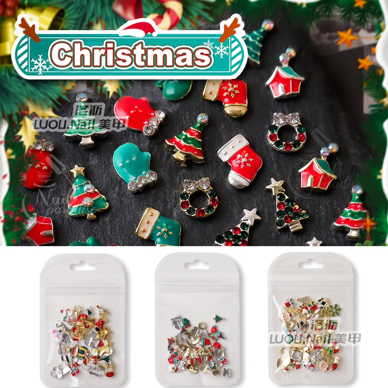 พร้อมส่งทุกวัน X'mas Nail DIY รุ่นใหม่ อะไหล่ติดเล็บ อะไหล่คริสมาสต์ติดเล็บ น่ารักๆ อะไหล่3Dตกแต่งเล