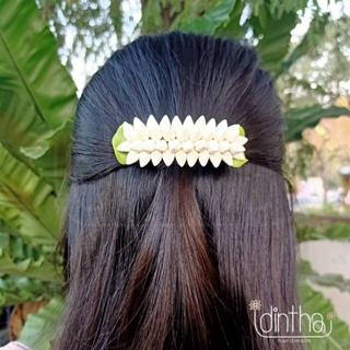 กิ๊บติดผมมะลิ แบบมาลัย ขนาดกลาง งานปั้นจากดินไทย แบรนด์ไอดินไทย idinthai Medium Jasmine hair clips Thai Style