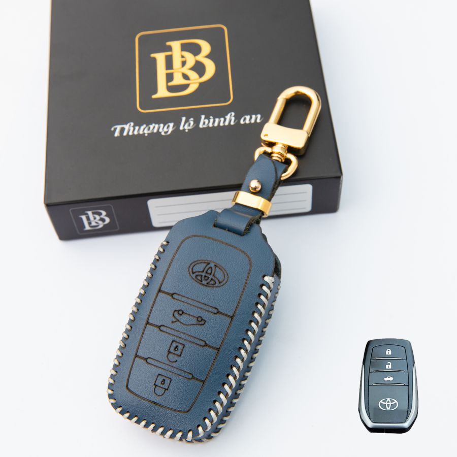 [ BB ] ฝาครอบกุญแจหนังสําหรับ Toyota Innova 2023, Fortuner, แคมรี่เก่า, Hilux smart 3 ปุ่ม, หนังวัวแ