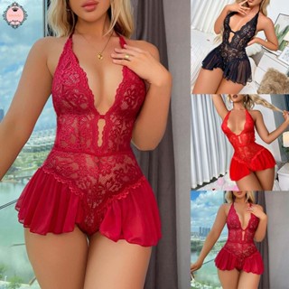 Mini Women Lace Sexy Lingerie Open Crotch Nightwear Sleepwear Bodysuit Dress 2XL