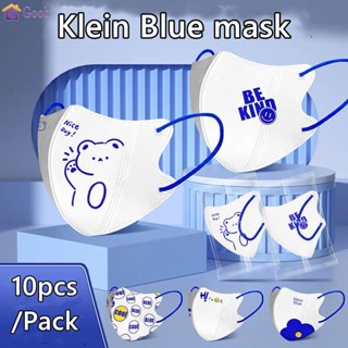 3d Mask น่ารัก Bear Klein Blue Mask ผู้ใหญ่ Mask 10Pcs High Value หญิงใหม่แฟชั่นรุ่นการ์ตูน3ชั้นฤดูร้อน Klein Mask Blue 【Goob】