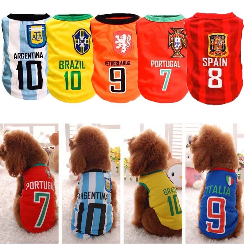 เสื้อผ้าสัตว์เลี้ยง เสื้อกีฬาฟุตบอล ขนาดเล็ก และกลาง ไซซ์ S-XXL สําหรับสุนัข แมว
